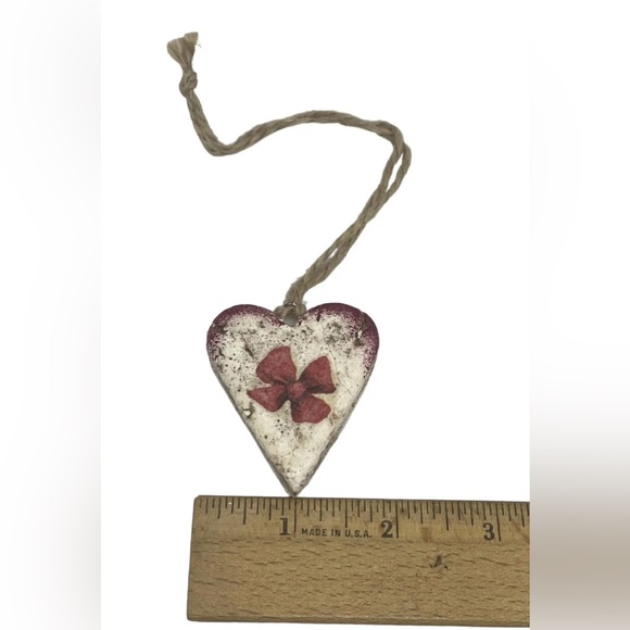 Handcrafted Retro Heart Christmas Salt Dough Ornament Red Bow Design Ukraine - Picture 14 of 16